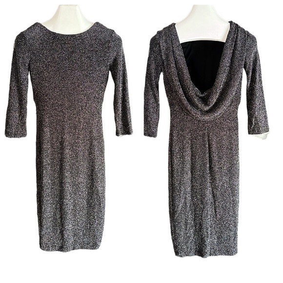 Bisou Bisou Silver Drape Back Dress - Picture 1 of 9